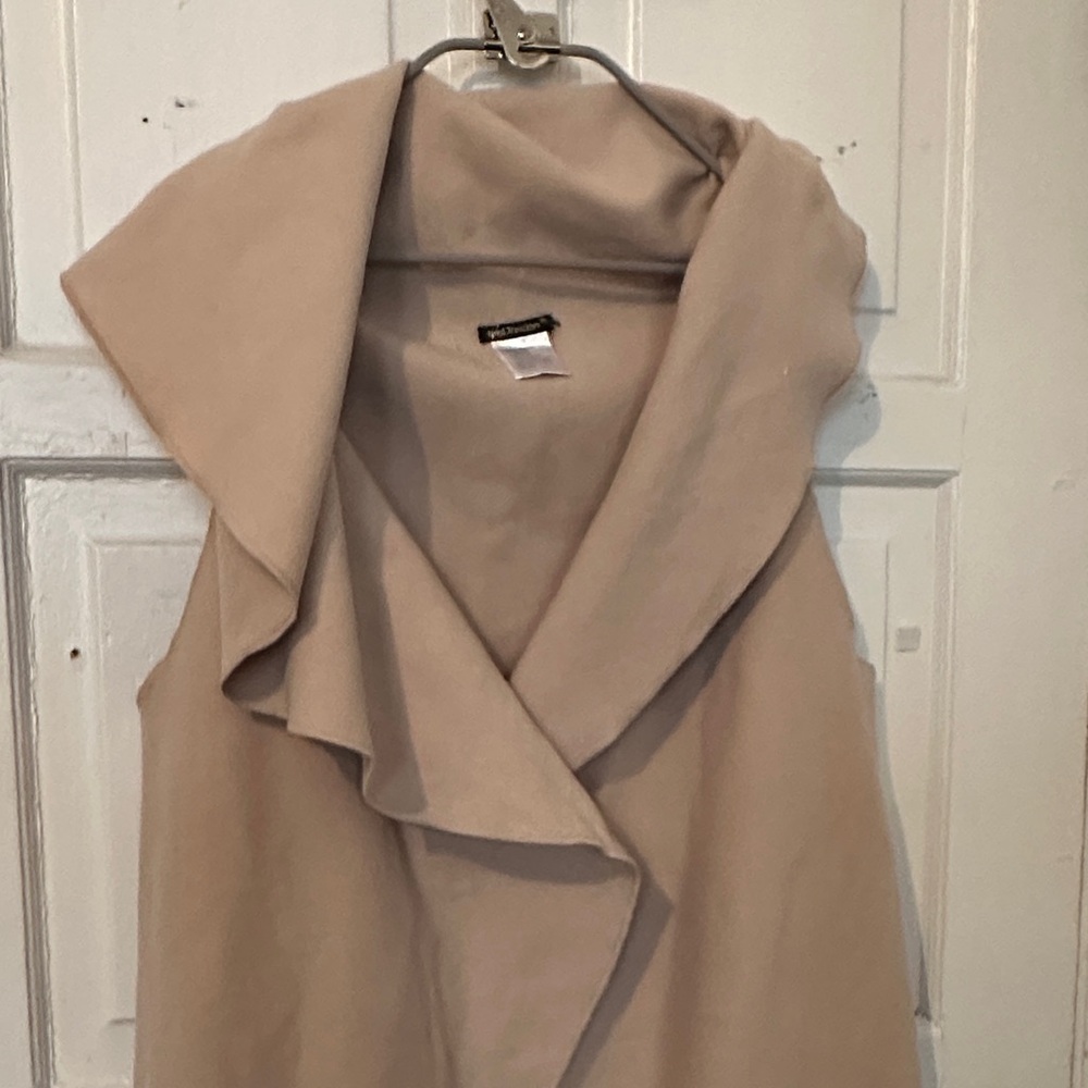 Tan Sleeveless Waterfall Vest